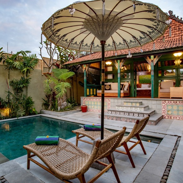 Pool view of the Arya Arkananta Hotel Honeymoon Villa, Ubud