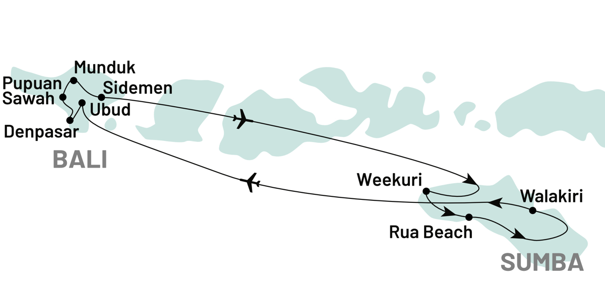 Map of round trip Bali and Sumba