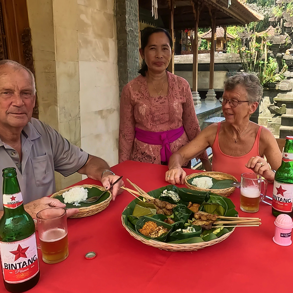 Lunch is served in a private courtyard next to the family temple prepared by the local chef