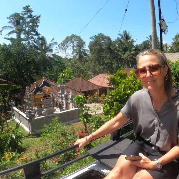 Top view from the Land Rover through villages in Western Bali