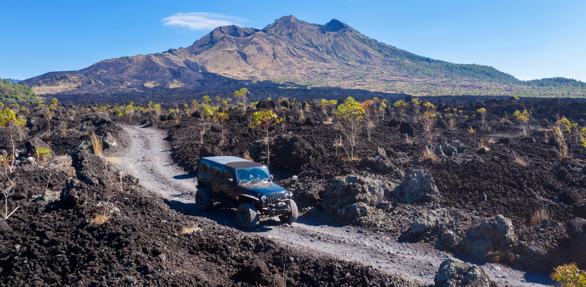 Drive in black lava