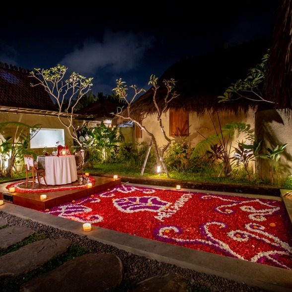 Flower decorated pool