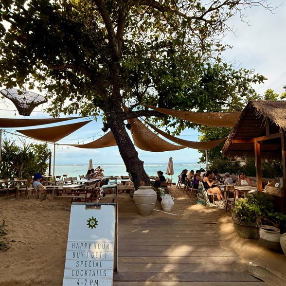 Eat at cosy beach cafés at Sanur