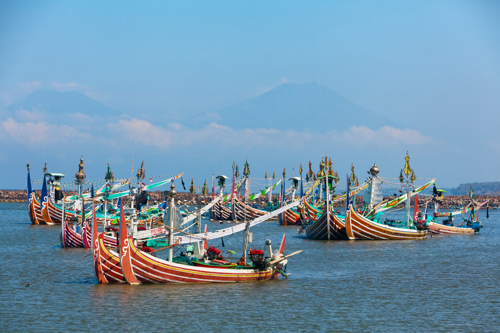 Traditional fishing boats in Perancak village, Bali