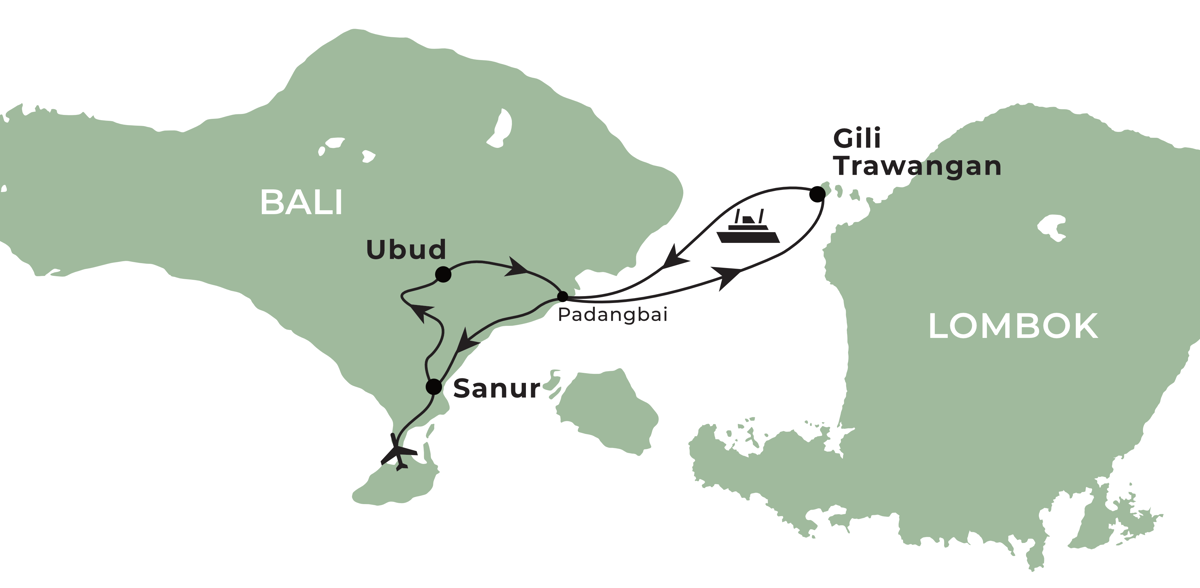 Explore Bali’s Cultural Heart and Island Paradise - Ubud, Gili Trawangan & Sanur in One Unique Journey