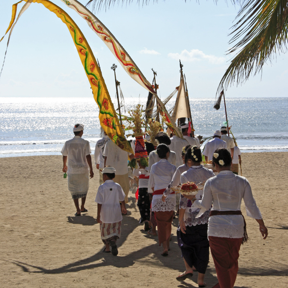 Morning ceremony at Sanur beach