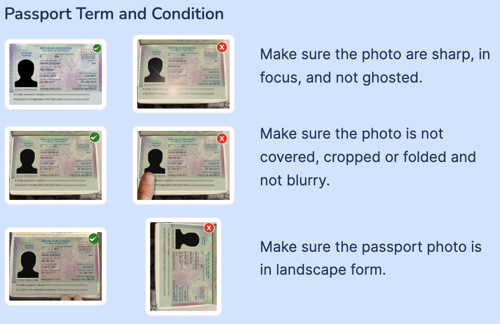 Passport upload for Visa Indonesia