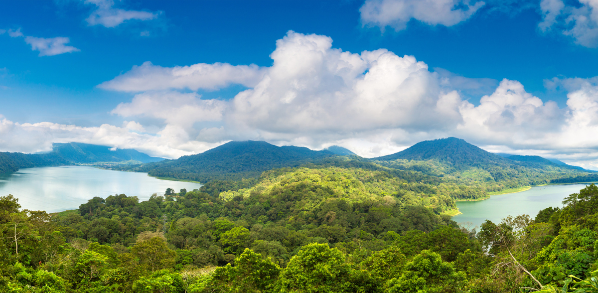 Panorama of Tamblingan Lake and Buyan Lake (Twin lakes) 