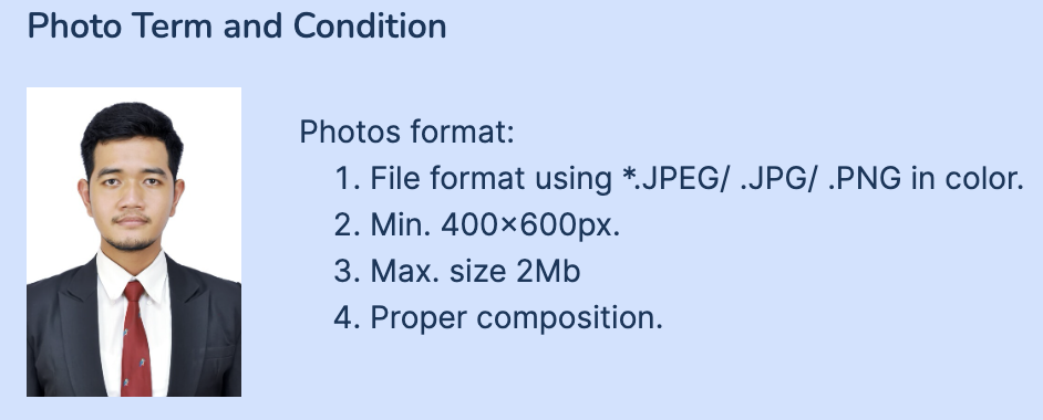 Passport photo requirements for Indonesia Visa